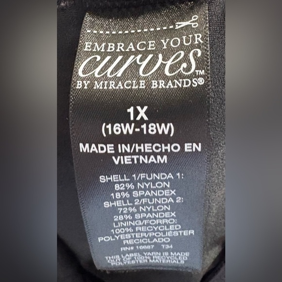 Embrace Your Curves By Miracle Brand Black and Gold Striped Swimsuit 1X - Picture 3 of 3